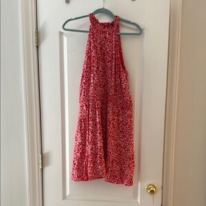 Red Floral Halter Dress